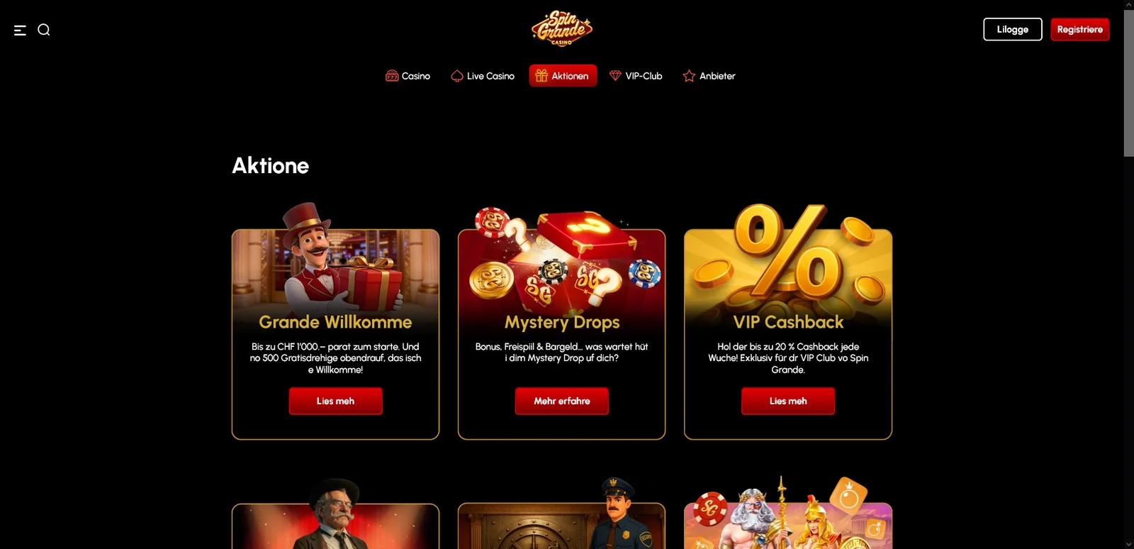 Aktionen — Spin Grande Casino